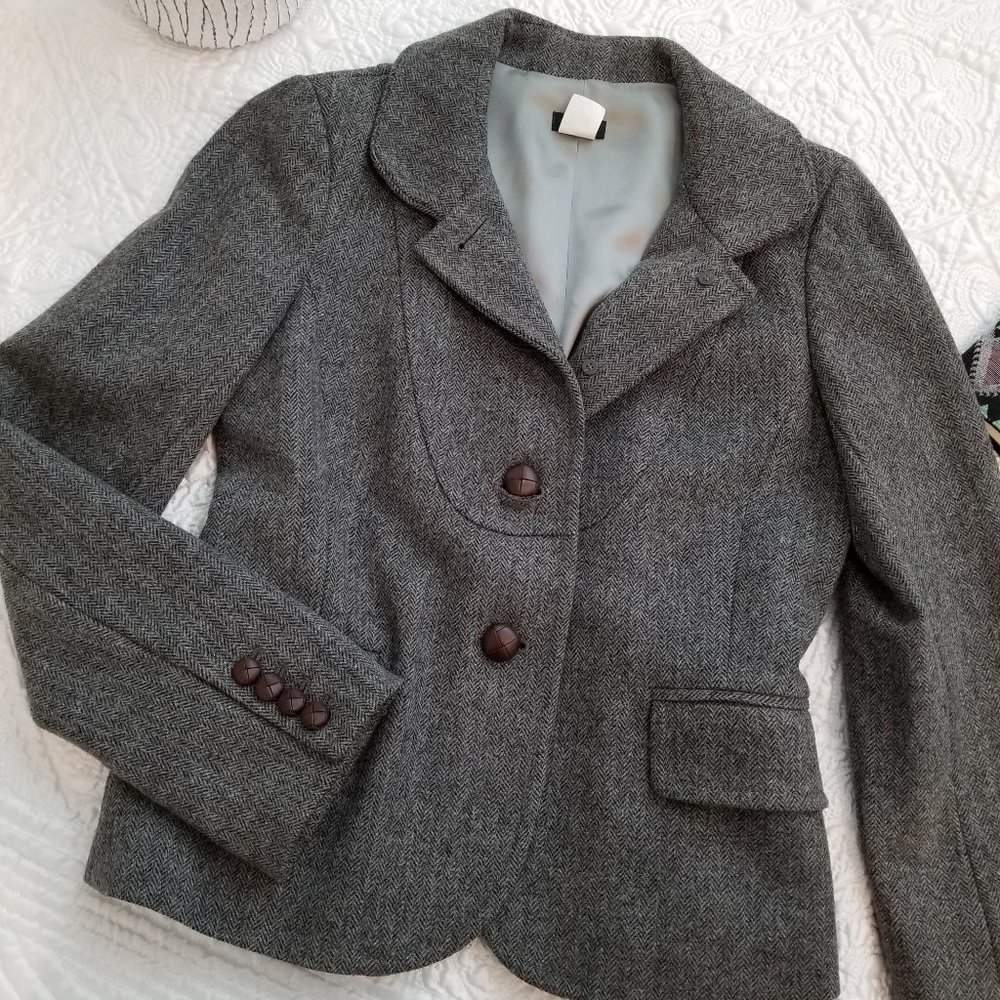 J.Crew woman Wool Blazer Jacket Size 4 Grey.